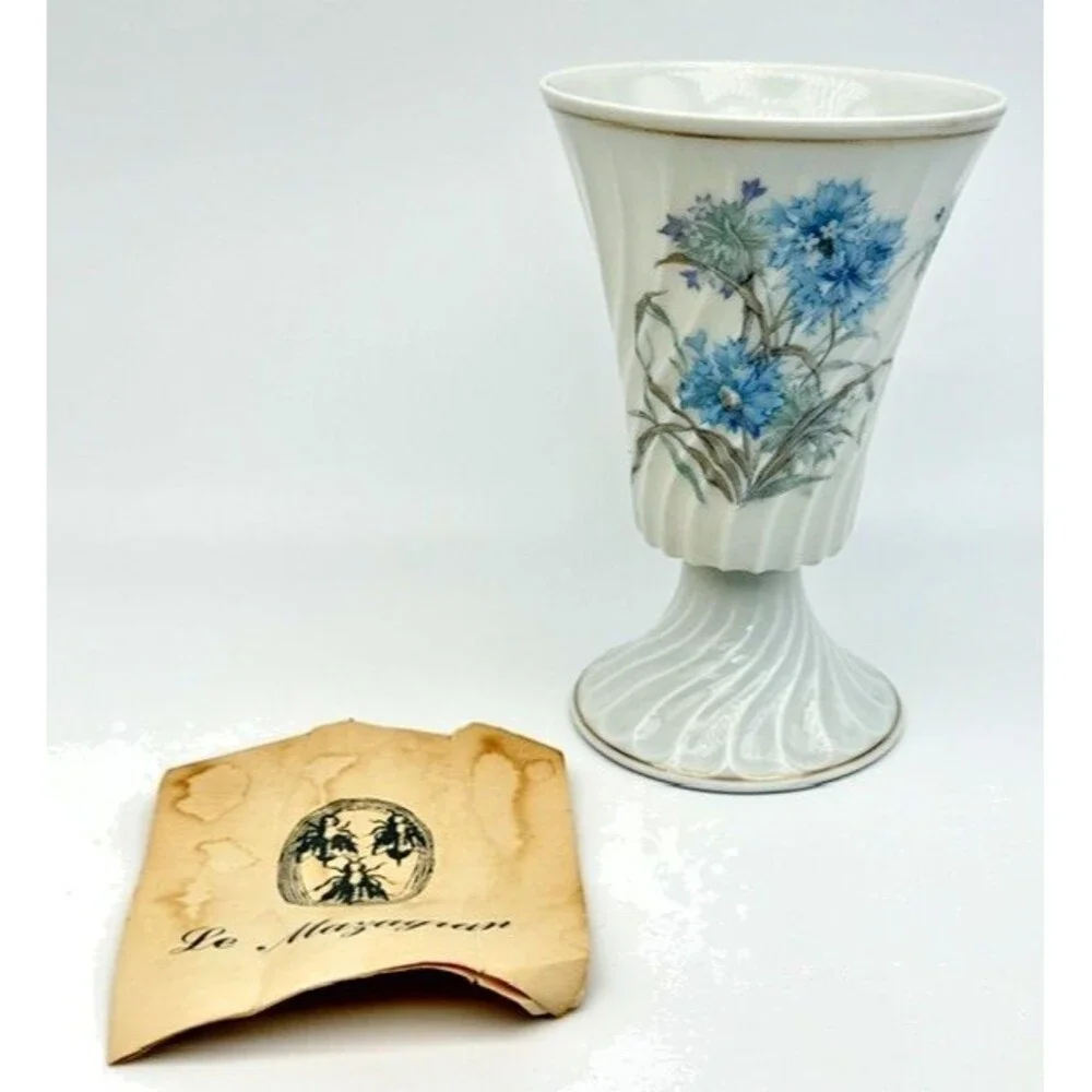 Haviland Limoges France Mazagran Cocktail Goblet Bergere Blue Floral Vase